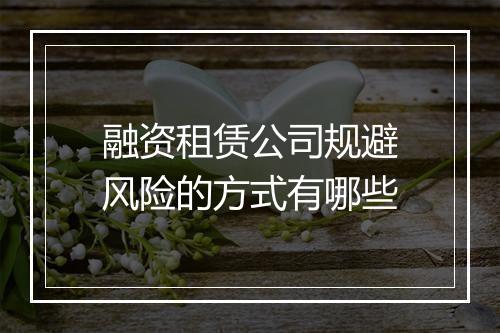 融资租赁公司规避风险的方式有哪些