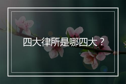 四大律所是哪四大？