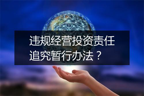 违规经营投资责任追究暂行办法？
