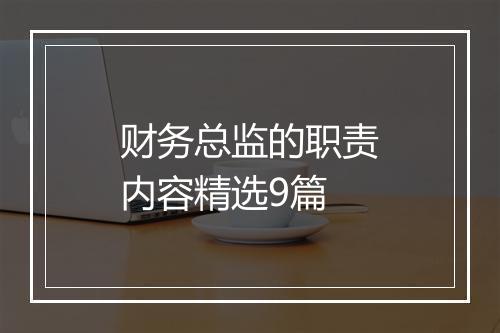 财务总监的职责内容精选9篇