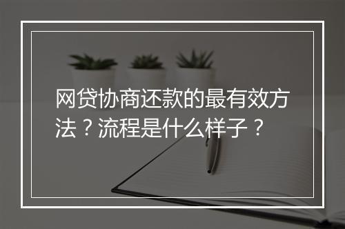 网贷协商还款的最有效方法？流程是什么样子？