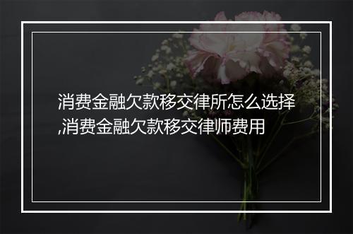 消费金融欠款移交律所怎么选择,消费金融欠款移交律师费用
