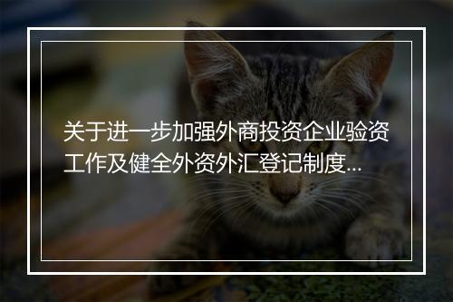 关于进一步加强外商投资企业验资工作及健全外资外汇登记制度的通