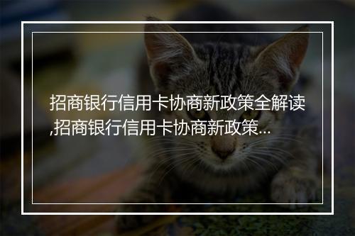 招商银行信用卡协商新政策全解读,招商银行信用卡协商新政策有哪些变化