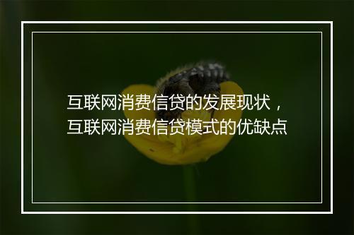 互联网消费信贷的发展现状，互联网消费信贷模式的优缺点