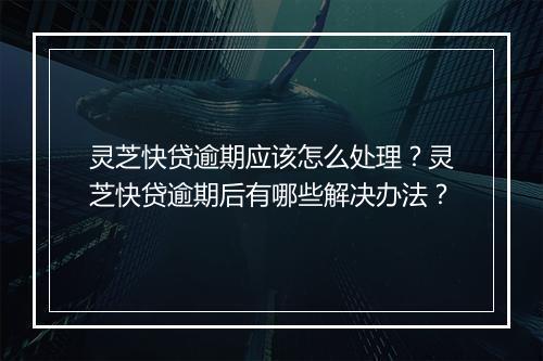 灵芝快贷逾期应该怎么处理？灵芝快贷逾期后有哪些解决办法？