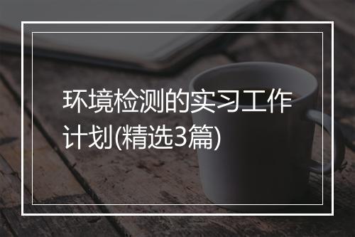 环境检测的实习工作计划(精选3篇)