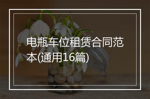 电瓶车位租赁合同范本(通用16篇)