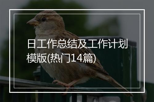 日工作总结及工作计划模版(热门14篇)