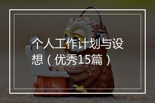 个人工作计划与设想（优秀15篇）