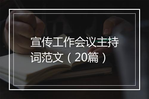 宣传工作会议主持词范文（20篇）