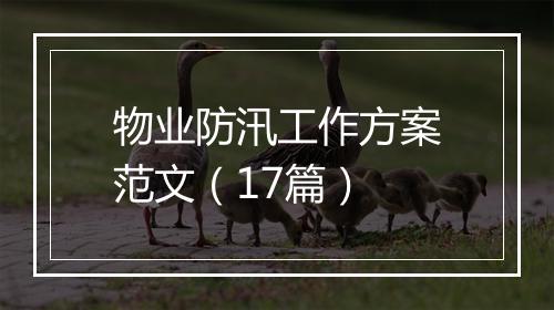 物业防汛工作方案范文（17篇）