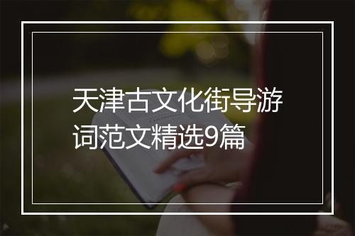 天津古文化街导游词范文精选9篇