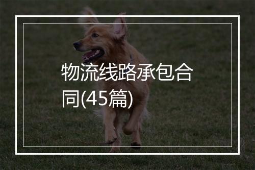 物流线路承包合同(45篇)
