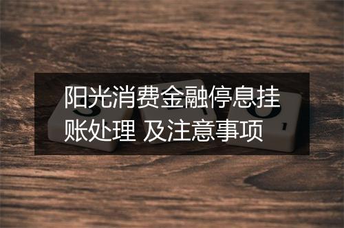 阳光消费金融停息挂账处理 及注意事项