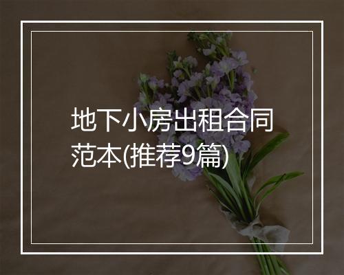 地下小房出租合同范本(推荐9篇)