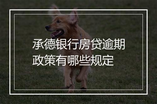承德银行房贷逾期政策有哪些规定