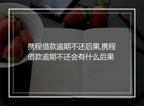 携程借款逾期不还后果,携程借款逾期不还会有什么后果