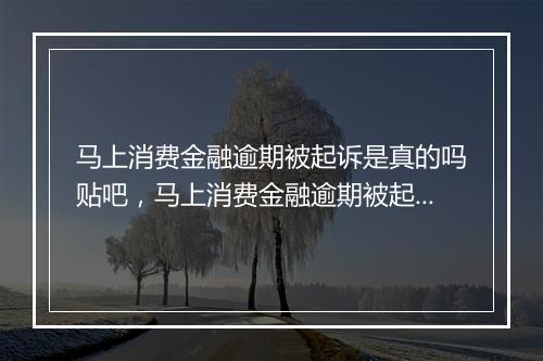 马上消费金融逾期被起诉是真的吗贴吧，马上消费金融逾期被起诉是真的吗