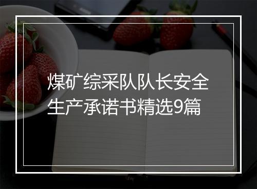 煤矿综采队队长安全生产承诺书精选9篇