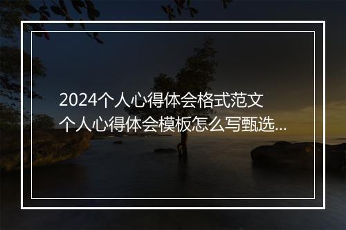 2024个人心得体会格式范文 个人心得体会模板怎么写甄选合集10篇