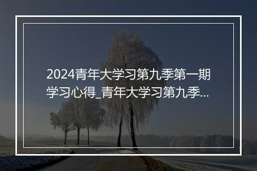 2024青年大学习第九季第一期学习心得_青年大学习第九季观后感精选合集10篇