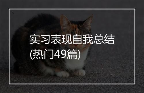 实习表现自我总结(热门49篇)