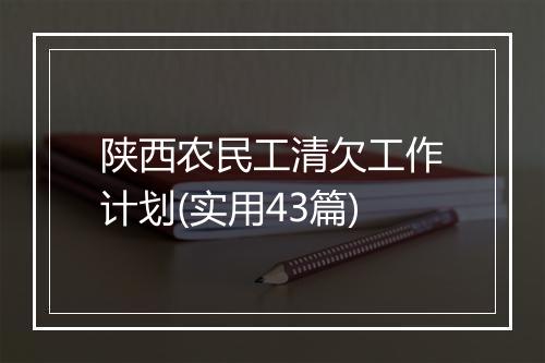 陕西农民工清欠工作计划(实用43篇)