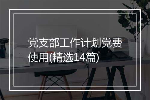 党支部工作计划党费使用(精选14篇)