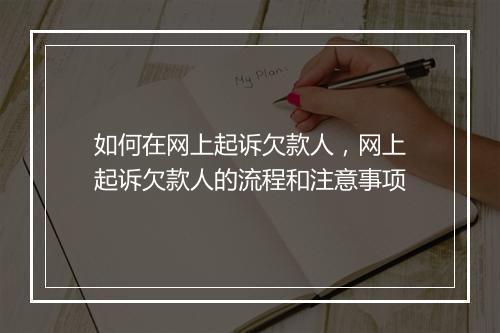 如何在网上起诉欠款人，网上起诉欠款人的流程和注意事项