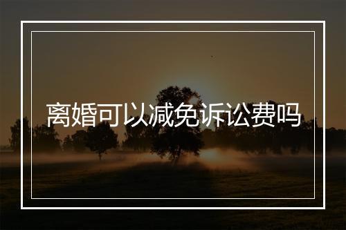 离婚可以减免诉讼费吗