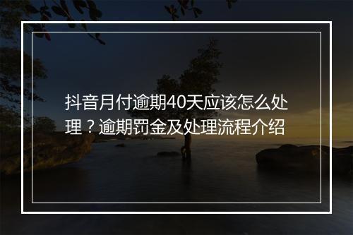 抖音月付逾期40天应该怎么处理？逾期罚金及处理流程介绍