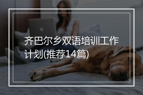 齐巴尔乡双语培训工作计划(推荐14篇)