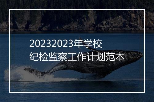 20232023年学校纪检监察工作计划范本