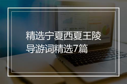 精选宁夏西夏王陵导游词精选7篇