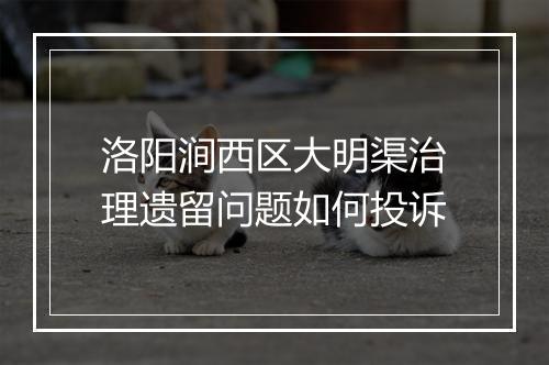 洛阳涧西区大明渠治理遗留问题如何投诉