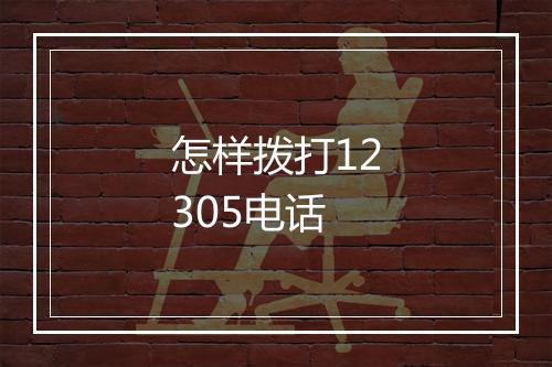怎样拨打12305电话