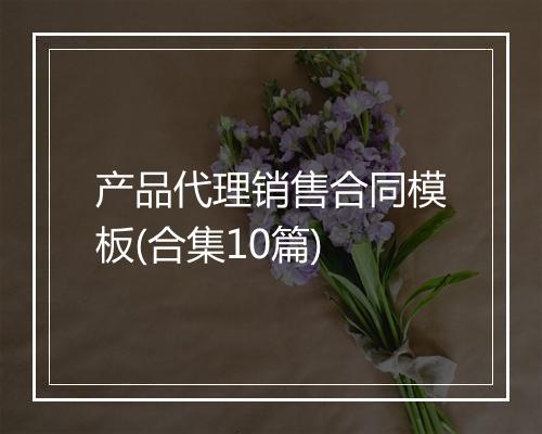 产品代理销售合同模板(合集10篇)