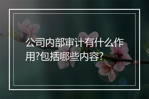 公司内部审计有什么作用?包括哪些内容?