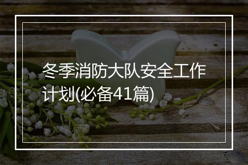 冬季消防大队安全工作计划(必备41篇)