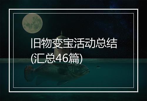 旧物变宝活动总结(汇总46篇)