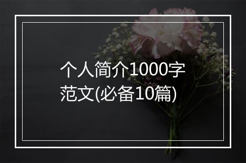 个人简介1000字范文(必备10篇)