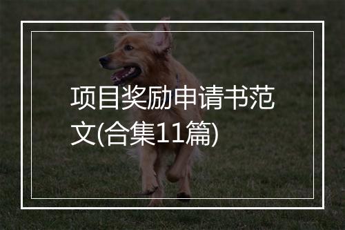 项目奖励申请书范文(合集11篇)
