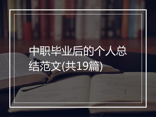 中职毕业后的个人总结范文(共19篇)