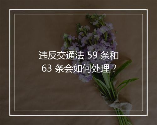 违反交通法 59 条和 63 条会如何处理？