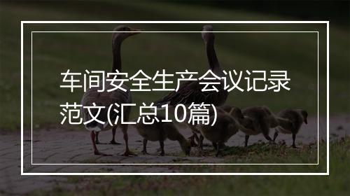 车间安全生产会议记录范文(汇总10篇)