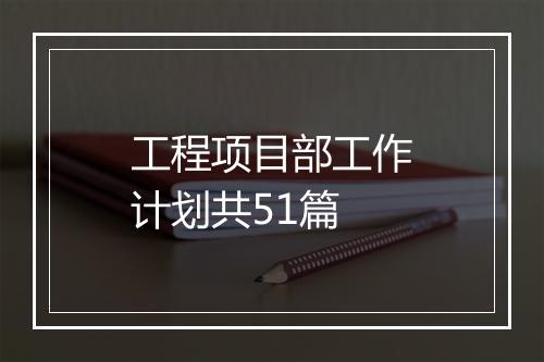 工程项目部工作计划共51篇