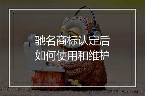 驰名商标认定后如何使用和维护