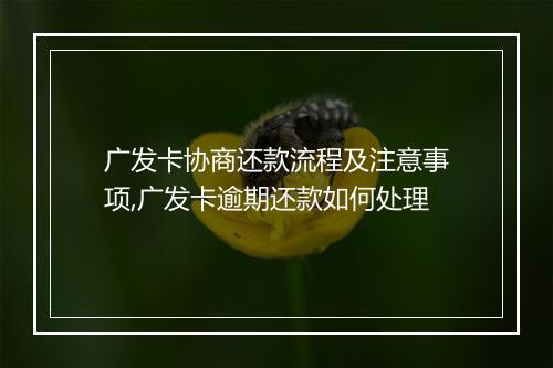 广发卡协商还款流程及注意事项,广发卡逾期还款如何处理
