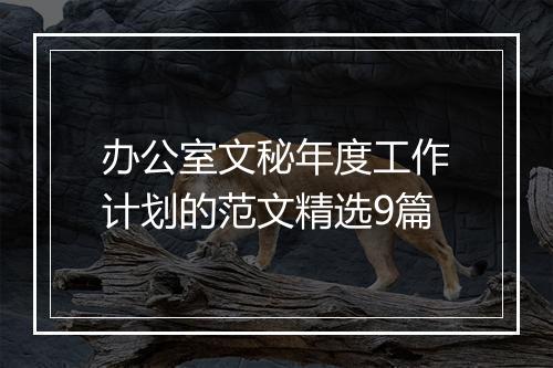 办公室文秘年度工作计划的范文精选9篇